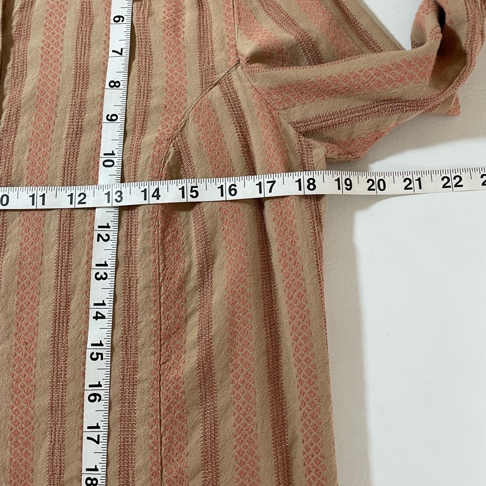 Ruff Hewn Tan/Orange Embroidered Striped Button Up Shirt Long Sleeve Medium - Picture 5 of 10